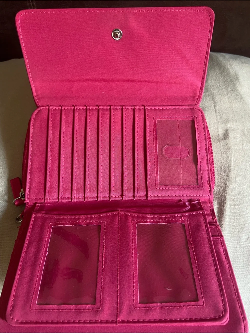 Hot Pink Faux Leather Wallet with Detachable Strap